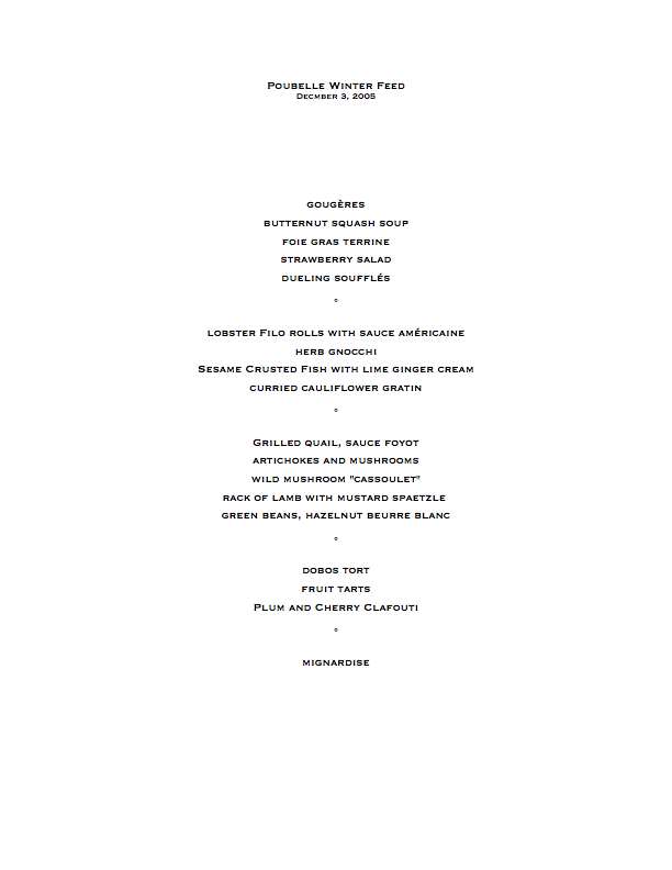 2005 menu