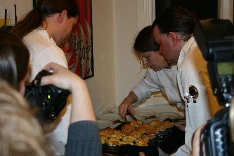 Souflees being plated